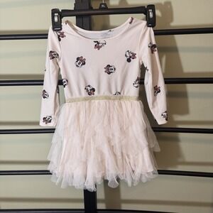 Disney Minnie‎ Mouse Tutu Dress Cream With Stretch Sparkle And Ruffles Size 3T